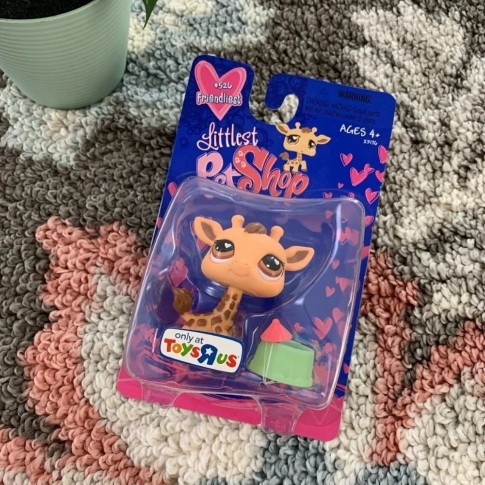 Retired 2007 Littlest Pet Shop #526 Friendliest Toys R Us Giraffe Green Bowl LPS